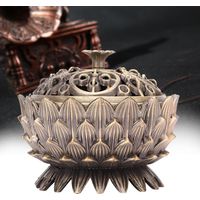 Brûleur à encens en forme de lotus en alliage de zinc, 7 cm, décoration d'intérieur style zen (bronze)