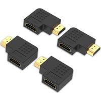 CSPARKV - Paquete de 4 adaptadores HDMI en ángulo de 90 y 270 grados, macho a hembra, adaptador plano vertical, compatible con 4K2K, 3D y Arc, compatible con PS4, PS3, Switch y televisores de pared.