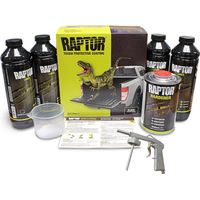 Kit de Raptor Noir 4 bouteilles – Durcisseur et pistolet inclus – Protection maximale contre l'eau, chocs et UV – Pour peinture voiture – U-Pol