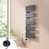 Heilmetz Badheizkörper Elektrisch Heizkörper mit Heizstab, Handtuchtrockner mit Temperaturgeregelte Heizstäbe, 120x40cm Anthrazit