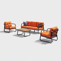Juego de salón de jardín de aluminio con mesa auxiliar Rio 186 - Naranja