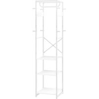 Appendiabiti da terra 2 ripiani aperti legno acciaio 38,5x30x170 cm bianco legno