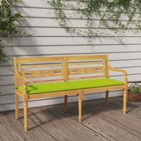 Banc Banquette de Jardin Batavia avec coussin - Mobilier de jardin vert brillant 150 cm Bois teck massif BV676999 - BonneVie