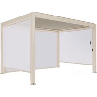 Pergola bioclimatique autoportée 3x4m et 3 stores bois crème