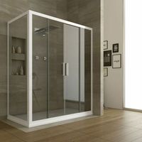 Eck-Duschkabine in pvc weisses Profil h 200 mod. Star 2 Türen 90x160 cm Klarglas