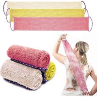 3 Pièces Eponge Africaine Exfoliante, Gommage Gant de Toilette Exfoliant Double Face avec Poignées Brosse Exfoliante Douce et Rugueuse pour Exfoliant, Rose+Blanc+Jaune