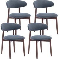 Smartue - Set da 4 sedie in legno massello, robuste ed eleganti, in stile minimalista nordico, ideali per sala da pranzo e cucina - Blu