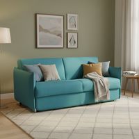 Dmora - Sofá cama 2 plazas Pandora, Sofá convertible para salón, acolchado, desenfundable, calidad 100% Made in Italy, 180x95 h90 cm, Azul claro