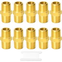 10pièces Raccord de tuyau en laiton, mamelon hexagonal réducteur, 1/8 pouce mâle BSP x 1/8 pouce mâle BSP