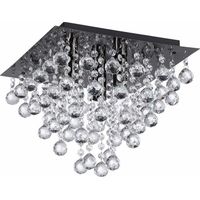 Plafoniera quadrata nera glamour cristalli 3xE14 32cm