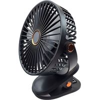 Irovami Ventilateur à pince portable USB – 4 vitesses, 20 dB, LED, rechargeable – Noir – Pour bureau, maison, extérieur