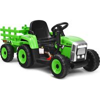 Costway – Tracteur électrique 12V avec remorque – 3 vitesses réglables – Siège avec ceinture de sécurité – Bluetooth et USB – Pour enfants à partir de 3 ans
