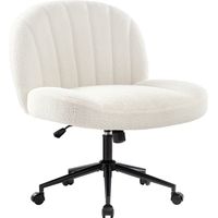 IWMH Chaise de Bureau avec Roulettes à Siège Large, Chaise de Coiffeuse sans Accoudoirs, Chaise d'Ordinateur Réglable en Hauteur, Utilisée pour Maison, Bureau et Chambre - Blanc