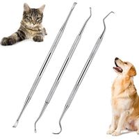 XEPHO Outil de Nettoyage des Dents pour Animaux, 3 Pièces Acier Inoxydable Outil de Nettoyage des Dents pour Animaux, Nettoyant Dents De Chien, Kit D'hygiène Dentaire