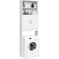 Yaheetech Mobile per Lavatrice Mobiletto da Bagno a Terra Scaffale Sopra Toilette con Ripiano e Ante Mensola Portaoggetti Design Compatto