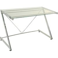 Bureau chic en métal avec plateaux en verre élégant - Verre clair avec structure métallique argentée