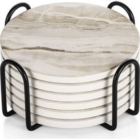 Coasters, Set of 6 Coasters with Stand, Absorbent Non-Slip Ceramic Coasters for Home, Coffee and Bars - Marble Pattern Coasters