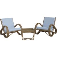 Sessel-Set aus Naturrattan und Couchtisch für Garten/Terrasse Chillvert Parma 68x83x68 cm mit Weißen Kissen