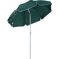 2.2m Beach Umbrella, Portable Parasol with Tilting Function, Outdoor Sunshade Shelter with 8 Ribs for Garden, Pool and Patio, Green