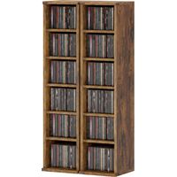 Mobili Porta CD con Ripiani Regolabili pour 204 CD en Legno Marrone Rustico 21x22,5x88,5 cm
