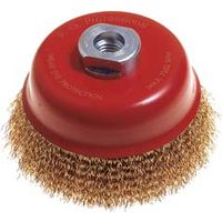 SPAZZOLA A TAZZA FILI ACCIAIO PER SMERIGLIATRICE- - ø mm.120 foro filettato14 MA PG 485.60 - 1 blister PG