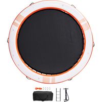 Mophorn ø8FT Inflatable Floating Dock with ø5FT Trampoline Mesh Pool, Non-Slip Water Platform, Portable Bag & Detachable Ladder, Pool Beach Relaxation