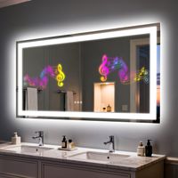 LUVODI Bathroom Vanity Mirror with Lights and Bluetooth Speaker Makeup Mirror Dimmable, 70 x 100cm