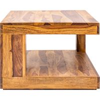 Mesa baja GRADI 60 cm en madera maciza de Sheesham – Mesa baja cuadrada con espacio de almacenamiento
