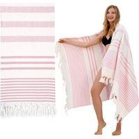 Serviette de Plage Doux-Drap de Plage Coton Légère, Serviette Plage Turque Serviette Absorbante, Séchage Rapide, Tissu de Hammam Sauna Femme Homme(Rose,180x100cm)