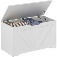 Baúl de Almacenaje para Dormitorio 100 L Puff de Almacenaje con Tapa Bisagra de Seguridad 80x40x45 cm Blanco