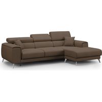 Fusion Ecksofa mit Schiebesitzen aus weichem, abwaschbarem Stoff T05 260 cm rechts braun