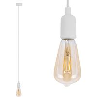 Schnurpendel Hängeleuchte Textil weiß mit E27 Filament LED, Ø 8,5cm