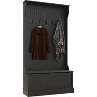 Perchero Zapatero con Banco de Almacenamiento y 5 Ganchos Estilo Moderno 96x34x179,7 cm Negro