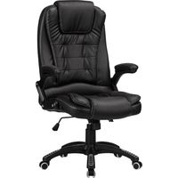Reclining Office Chair with High Back and Luxury Faux Leather - Black