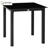 HOMAIRE Gartentisch quadratisch 4 Personen Hartglasplatte Aluminium schwarz Garten Balkon