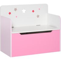 Panca Contenitore con Schienale per Bambini da 3-6 Anni, 60x30x50 cm, Rosa