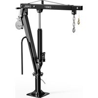 Wiltec – Grue d'atelier pour pick-up – Charge max. 500 kg – Hauteur max. 1770 mm – Tête pivotante 360° – Treuil hydraulique pour levage précis