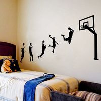 Wall sticker, basketball throw wall sticker as wall decoration for bedroom living room kid room, art diy decoration mural wall stickers, 123 × 203cm