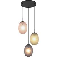 Suspension Trio Facette noire 3xE27 verre coloré Ø43cm