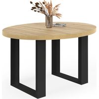 Tavolo da pranzo rotondo allungabile PHOENIX a 4 posti in legno e nero 110 cm