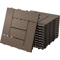 ECD Germany Baldosas de Patio WPC de 30x30 cm 44 Piezas por 4m² con Aparencia de Madera Mosaico Marrón Oscuro con Sistema de Drenaje y Instalación Mediante Clic Azulejos Elegante para Terraza Balcón