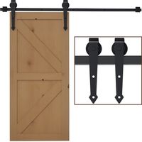 Herraje para Puerta Corredera 200 cm Tipo Flecha Kit de Accesorios para Puerta Corrediza Granero Negro