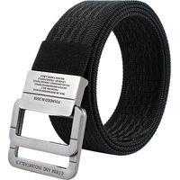 Schwarzer Nylon-Arbeitsgürtel, verstellbar und engmaschig gewebt, mit doppelter Metallschnalle, ideal für Outdoor-Aktivitäten.