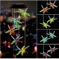 Carillons éoliens LED libellule, carillons éoliens solaires à changement de couleur extérieur étanche vent mobile lumières solaires décoration pour jardin cour patio maison cadeaux pour maman femme
