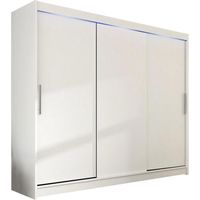 Armario Closico Ordo II, Blanco, 215x250x58cm, Puertas de armario: Correderas, Número de estantes: 9, LED