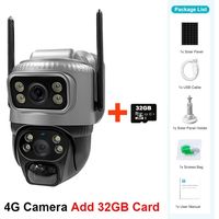 Cámara V380 4G solar de doble lente, 8MP 4K, PIR, detección humana, visión nocturna, impermeable, batería – con tarjeta 32GB