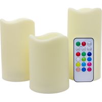 Pack 3 velas decorativas LED RGB 100mm - 120mm - 150mm