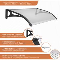 Tettoia in alluminio SmartSun Evoke 150x80cm. Pannello massiccio spessore 2,7 mm ultra resistente. Tettuccio protettivo della porta