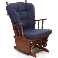 Schaukelstuhl aus massivem Holz mit blauer Polsterung 66,5x77x100