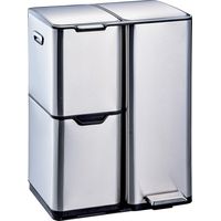 Kitchen Move – Poubelle à pédale tri sélectif 60L – Système triple compartiment 13L + 17L + 30L – Acier inoxydable brossé – Ouverture douce et silencieuse